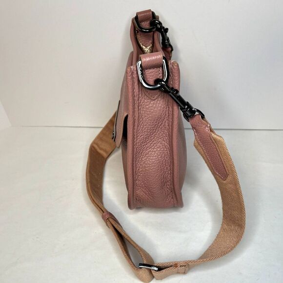 Valentina Botkier Saddle Leather Hobo Blush Pink Crossbody Shoulder Bag Womens - Picture 7 of 11